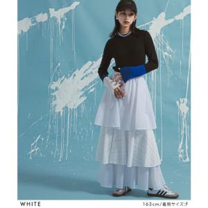 ティアードロングナイロンスカート 韓国 夢展望...の詳細画像1