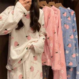 送料無料 もこもこ 桃柄ルームウェア ふわふわ...の詳細画像4