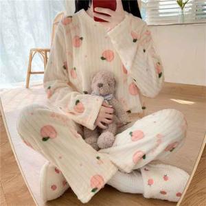 送料無料 もこもこ 桃柄ルームウェア ふわふわ...の詳細画像5