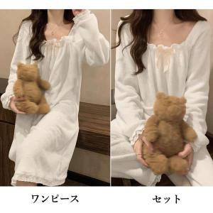送料無料 もこもこ 長袖パジャマセット レディ...の詳細画像1