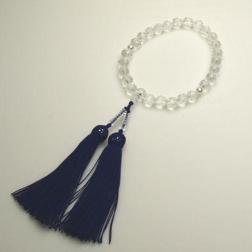 天然石 本真珠 念珠 多面カット 水晶 天然石10mm 本真珠6.0〜7.0mm  念珠ケース付き ...