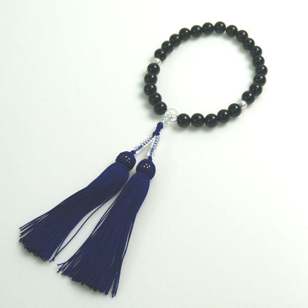 天然石 本真珠 念珠 オニキス 天然石10mm 本真珠6.0〜7.0mm  念珠ケース付き 数珠 念...