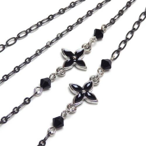 メール便 メガネチェーン ブラッククロス スワロフスキー 眼鏡チェーン めがねチェーン メンズ ゴス...