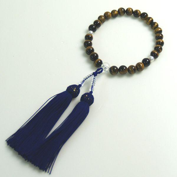 本真珠 念珠 タイガーアイ 10mm 天然石 本真珠6.0〜7.0mm 念珠ケース付き 数珠 念誦 ...