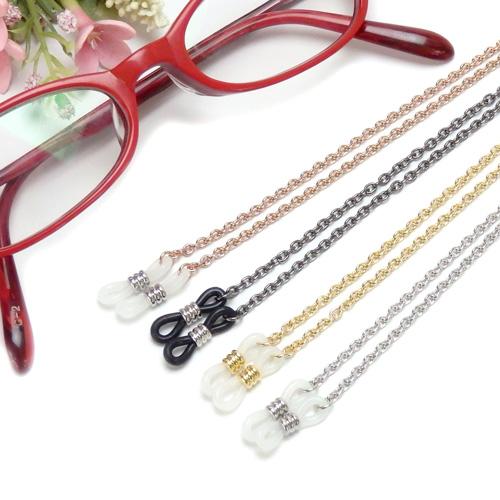 メール便 メガネチェーン シンプルチェーン 眼鏡チェーン アズキチェーン ピンクゴールド色 ガンメタ...