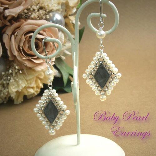 ベビーパール ダイヤ型 ピアス イヤリング 淡水真珠 ダイヤ形 ひし形 レディース クリスマス ギフ...