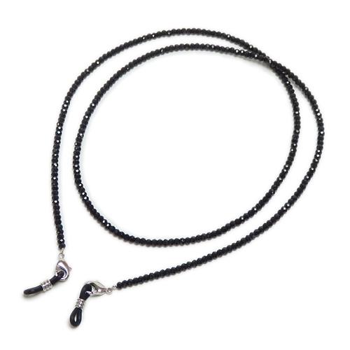 メール便 メガネチェーン ブラックスピネル ネックレスになる 眼鏡チェーン メンズ 男性用 風水カラ...