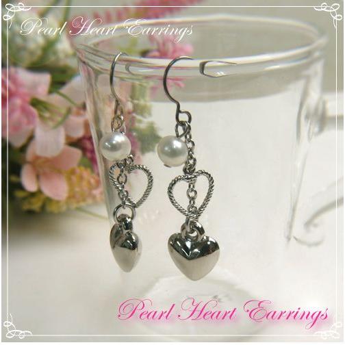 ダブルハート 淡水パール ピアス 淡水真珠 レディース term クリスマス ギフトに プレゼントに