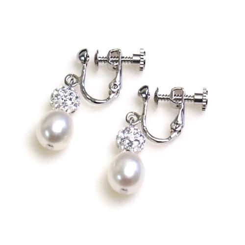 キラキラ クリスタルボール パール ピアス イヤリング 淡水真珠 ラインストーン レディース クリス...