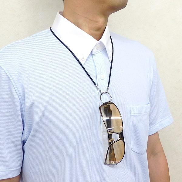 メール便 メガネホルダー ペンタゴン メタルリング 四つ編みコード グラスホルダー 軽量 眼鏡ホルダ...