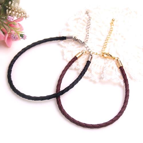メール便 ブレスレット 四つ編み レザー調 エコレザー 合皮コード シンプル メンズ レディース 男...