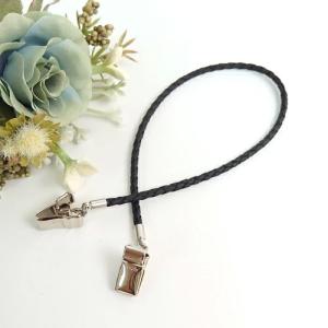 帽子クリップ 四つ編み エコレザー 合皮 帽子留め