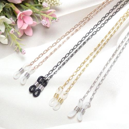 メール便 メガネチェーン フィガロ チェーン ゴールド色 シルバー色 ピンクゴールドカラー ガンメタ...