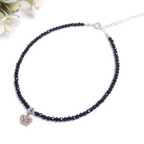 メール便 ブラックスピネル アンクレット クラウン 男性用 メンズ レディース 天然石 パワーストー...