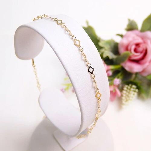 ブレスレット K10 ゴールド チェーン ひし形 スパークル 10金 イエローゴールド ダイヤ形 ギ...