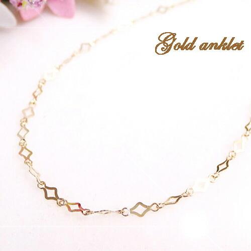 アンクレット K10 ゴールド チェーン ひし形 スパークル 10金 イエローゴールド ダイヤ形 ギ...