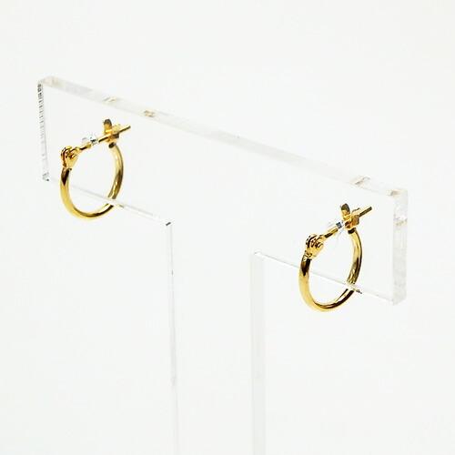 K18 フープ ピアス 1×10mm パイプ クロッシング 18金 18K YG イエローゴールド ...