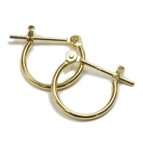K18 フープ ピアス 1×13mm パイプ クロッシング 18金 18K YG イエローゴールド ...