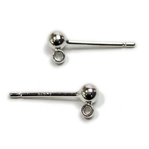 メール便 シルバー 丸玉3mm カン付き 丸ブラ ピアス 1ペア 丸玉 丸カン付き シルバー925 ...