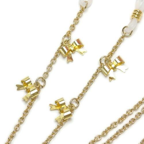 メール便 メガネチェーン リボン チャーム 眼鏡チェーン めがねチェーン おしゃれ かわいい マスク...