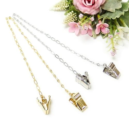 メール便 帽子クリップ チェーンタイプ ロング ワニグチ 帽子留め フィガロチェーン ハットクリップ...