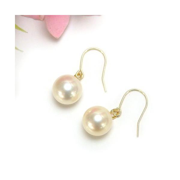 あこや 真珠 K18 フック ピアス 6.5-7mm 和珠 本真珠 パール クリーム系 18金 イエ...