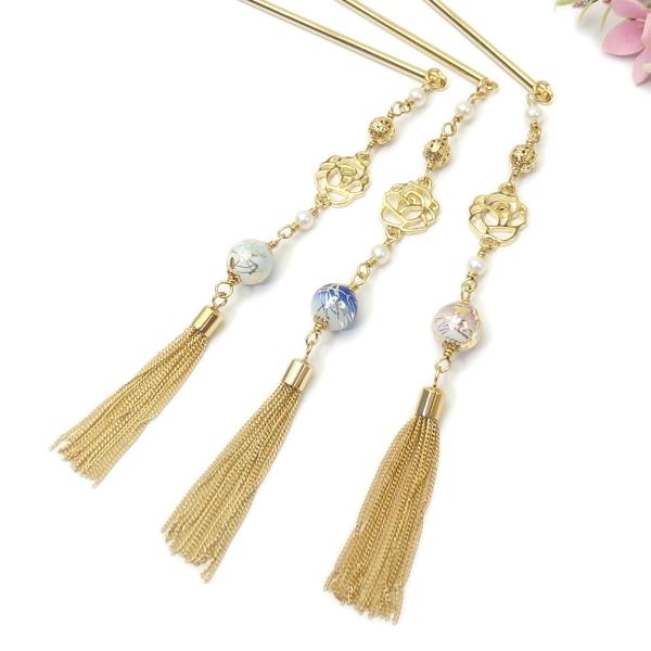 メール便 かんざし 浴衣 情熱のバラ 和装 留袖 浴衣 着物 パール 一本 コーム 薔薇 透かし ロ...