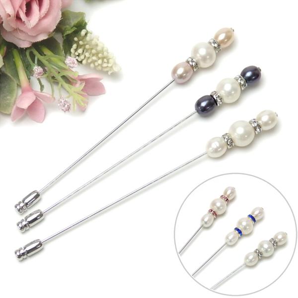 メール便 スマート パール ハットピン ショールピン 淡水真珠 淡水パール ブローチ ロンデル クリ...