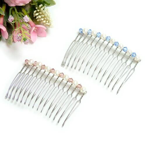 ヘアコーム ヘアーコーム スワロフスキー パール 淡水パール ヘアアクセサリー 淡水真珠 髪飾り か...