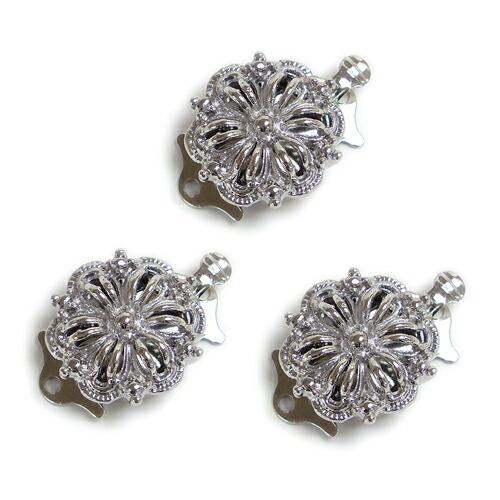 メール便 クラスプ 3個セット 留め具 差し込み 真ちゅう 花型 14mm ネックレス用 一連用 シ...