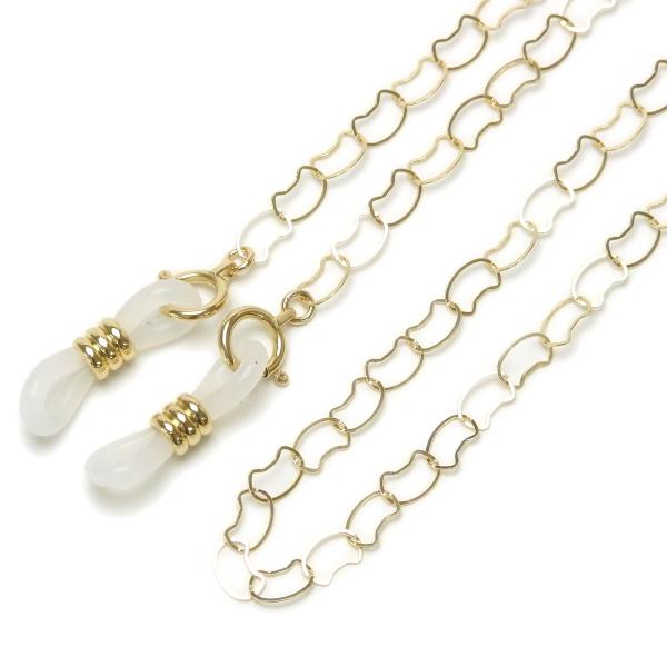 K18 18金 メガネチェーン 猫ちゃん チェーン ネックレスになる 2WAY 眼鏡チェーン YG ...