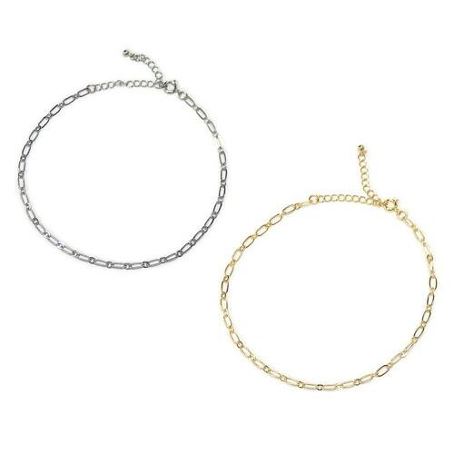 メール便 シンプル フィガロ チェーン アンクレット レディース 軽量 29cmまで調整可能 バレン...