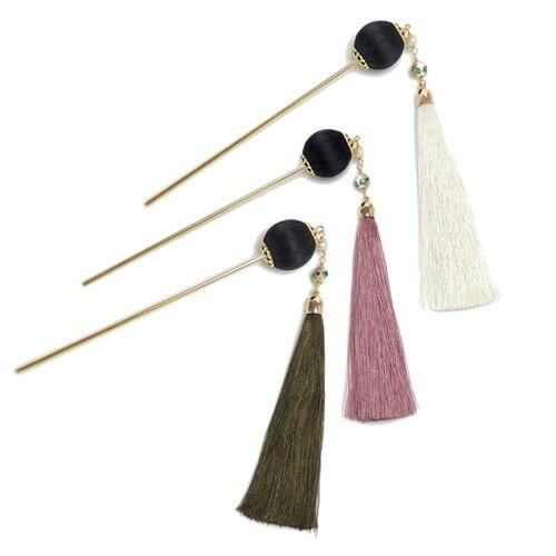 かんざし 揺れる タッセル サテン リボン ボール 七宝玉 リボン巻き玉 七宝焼 浴衣 着物 ヘアア...
