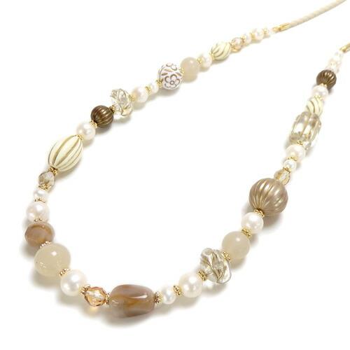 淡水パール グラマラスロングネックレス ドイツ製アクリルパーツ チェコビーズ 淡水真珠 淡水パール ...