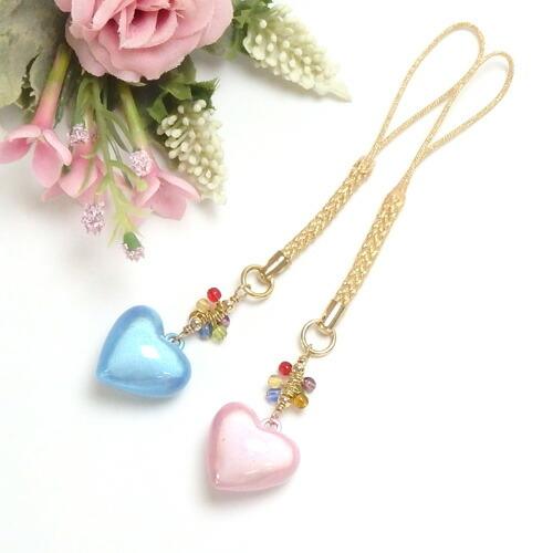 メール便 ハート 水琴鈴 厄除け 七色 根付 ストラップ ミュージックボール キーホルダー チェコビ...
