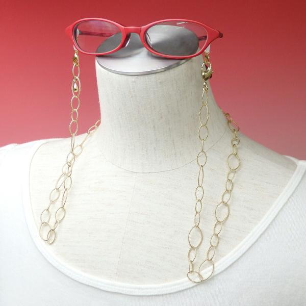 【ギフトケース付き】 銀 メガネチェーン オーバル バブルチェーン シルバーチェーン 金色 銀色 ネ...