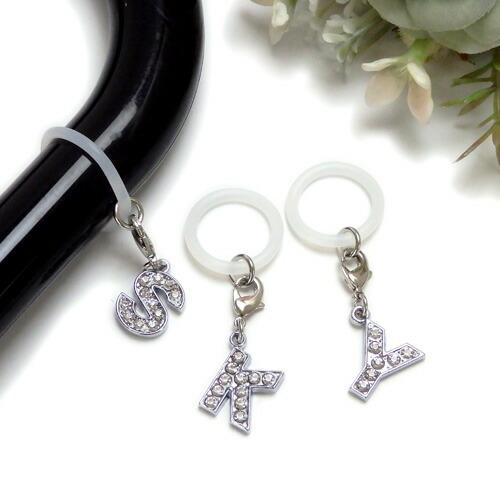 メール便 アンブレラマーカー ラインストーン アルファベット イニシャル 傘アクセサリー 傘マーカー...