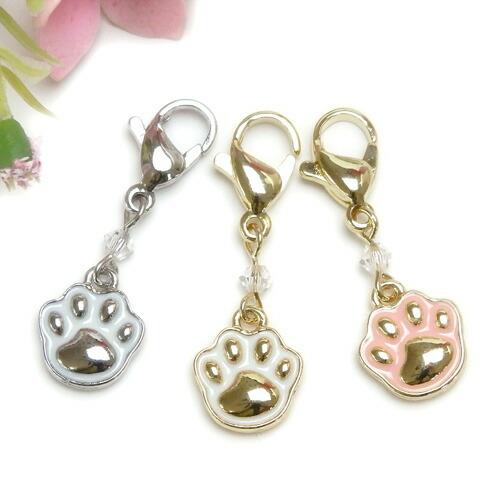 メール便 マスクチャーム 肉球 スワロフスキー 猫 犬 マスクアクセサリー チャーム カニカン金具 ...