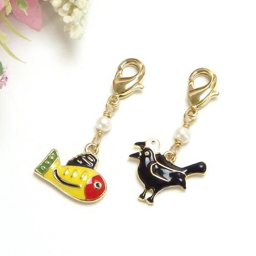 マスクチャーム ヨゲンノトリ 黄ぶな 淡水パール 疫病退散 マスクピアス マスクアクセサリー チャー...