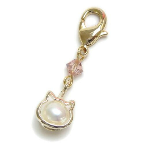 マスクチャーム 猫 淡水パール スワロフスキー マスクピアス マスクアクセサリー チャーム 淡水真珠...