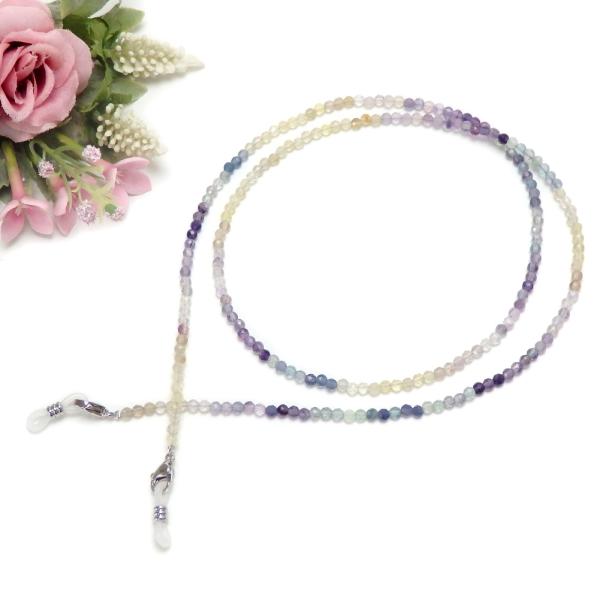 ギフトケース付き ネックレスになる メガネチェーン フローライト 多面カット 天然石 風水 パワース...