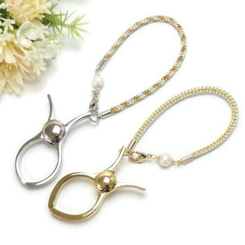 メール便 グローブホルダー 淡水真珠 &amp; 手組み 組紐 金糸 銀糸 手袋ホルダー レディース ギフト...