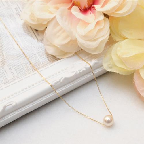 スルーネックレス ケース入り あこや本真珠 K10 7.0〜7.5mm パール 10金 ゴールドネッ...