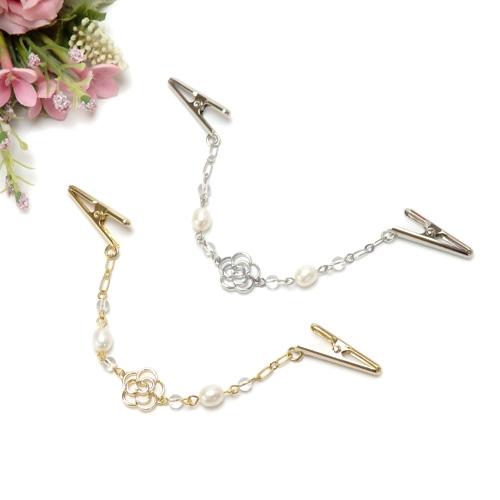 メール便 ショールクリップ カメリア 淡水パール 真珠 ストールクリップ ドレスクリップ シェイプレ...