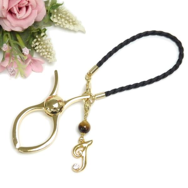 グローブホルダー 四つ編み エコレザー アルファベット &amp; 天然石 パール 手袋ホルダー 合皮タイプ...