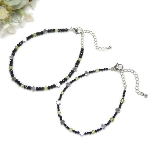 メール便 ブレスレット ブラックスピネル ペリドット ヘマタイト クロスモチーフ 十字架 1本 男性...