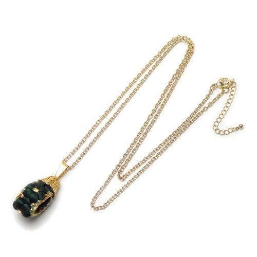 メール便 ネックレス 手組 正絹 組紐 金糸 ダークグリーン ロングネックレス シルク 絹糸 緑