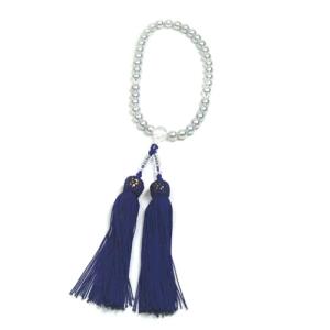 あこや 本真珠 念珠 （染） あこや真珠 7.5-8mm グレー 念珠ケース付き