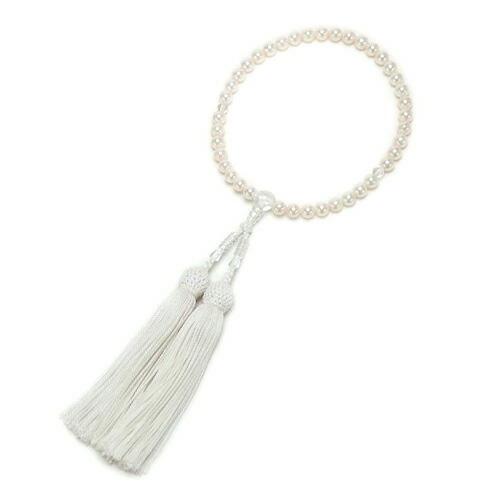 あこや 本真珠 念珠 あこや真珠 7-7.5mm 念珠ケース付き 正絹 数珠 念誦 アコヤパール 水...