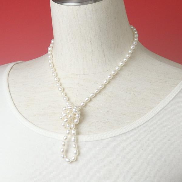 ネックレス パール ロングネックレス オールノット 70cm 淡水パール 淡水真珠 真珠 上質 金具...